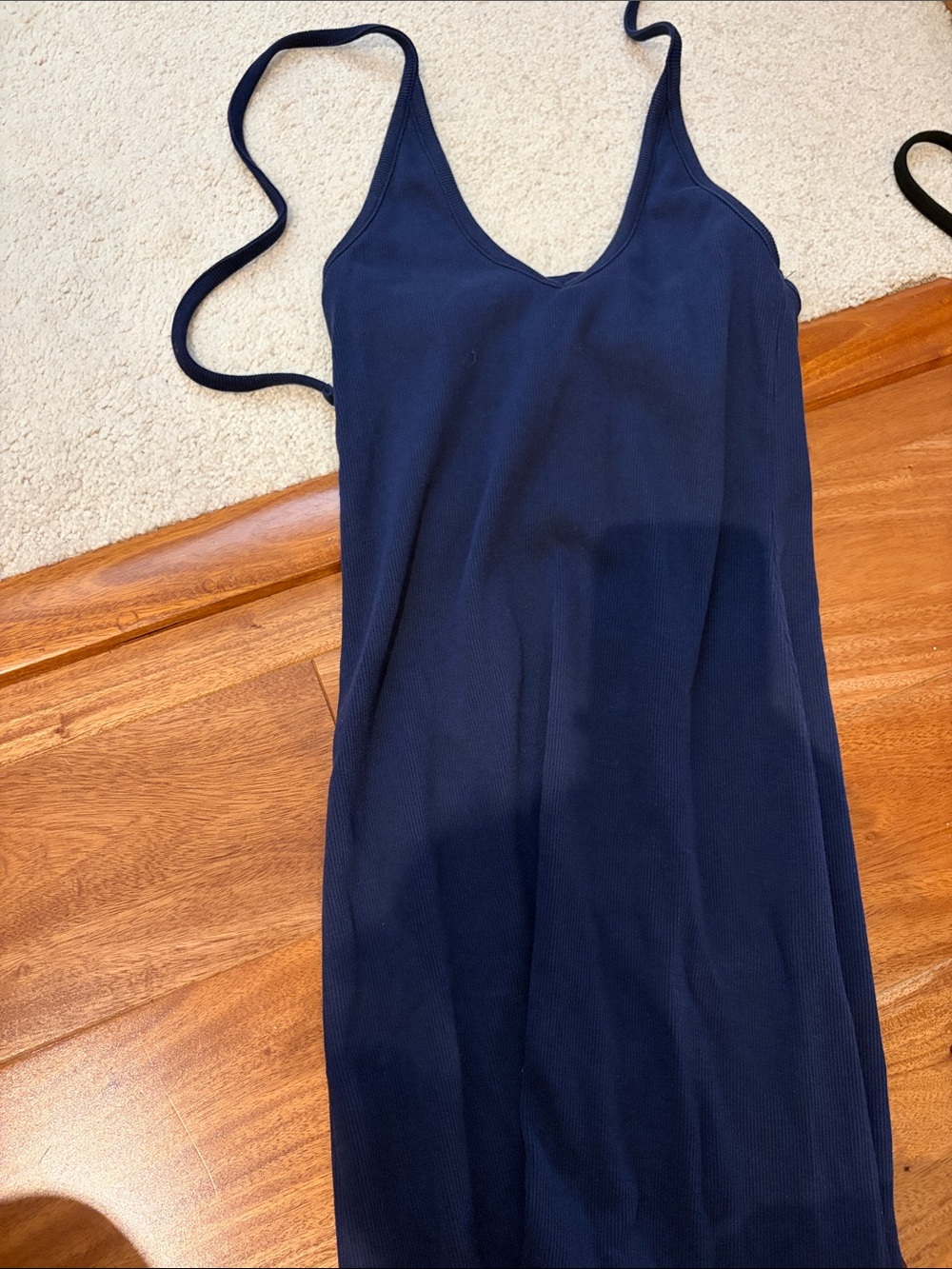 Old Navy Ribbed Blue V-Neck Halter Midi Dress